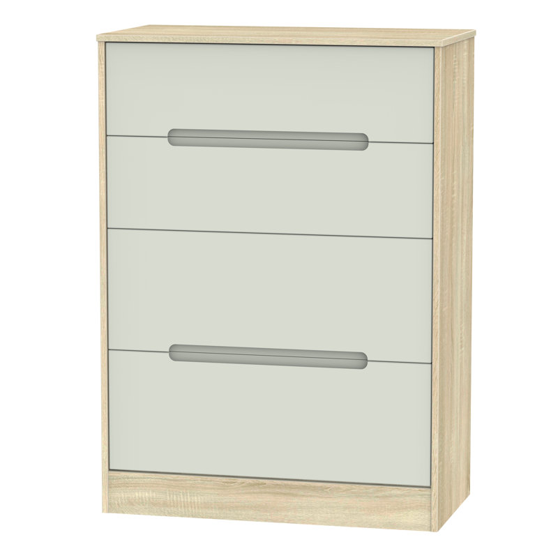 Fully Assembled Vernon 4 Drawer Chest, Kashmir Matt/Bardolino Oak