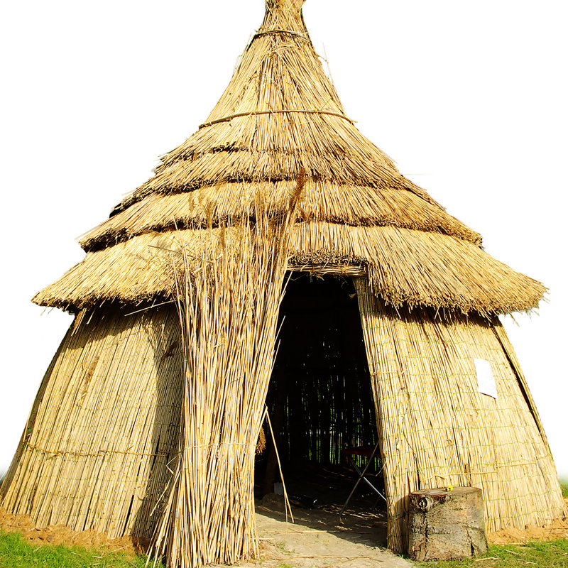 Tente de paille au toit de chaume africain