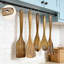 Ensemble d'ustensiles de cuisine en bois d'acacia, outils de cuisson antiadhésifs 5 pièces avec spatule, cuillère, tourneur pour frire, remuer et servir