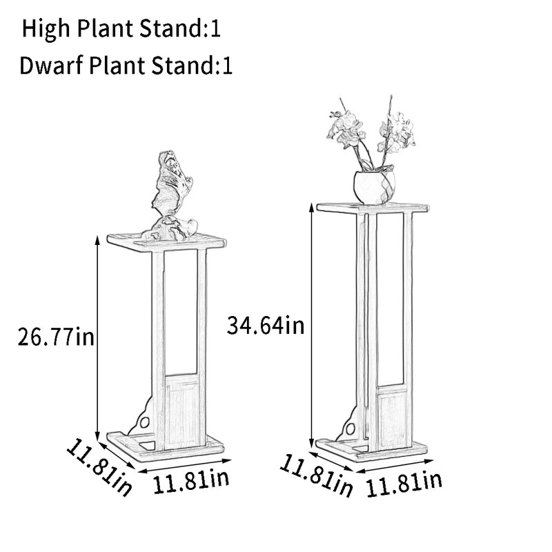 Support pour plante en bois massif simple et élégant, Brun