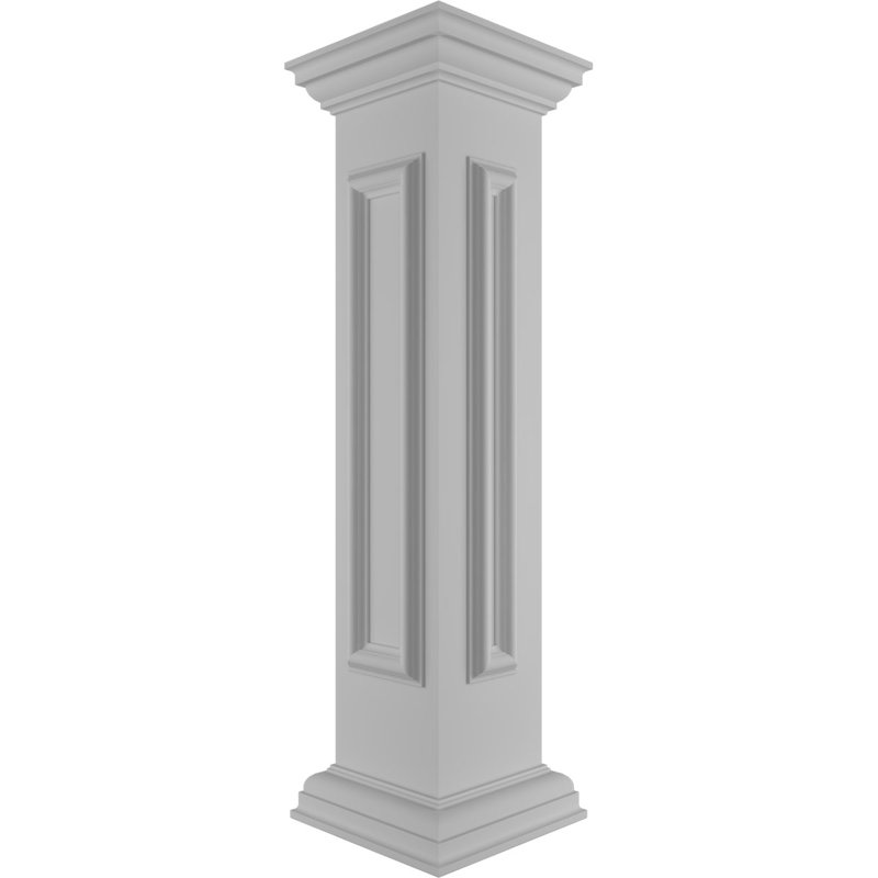 Poteau d'extrémité Newel avec panneau, capitonnage et base (ensemble d'installation inclus), H 40 po x l 8 po x P 8 po