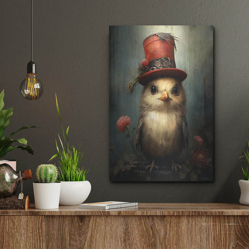 Art mural en métal Trinx «Bird With The Red Cylinder» par Momart, 24 po x 36 po, H 16 po x l 12 po
