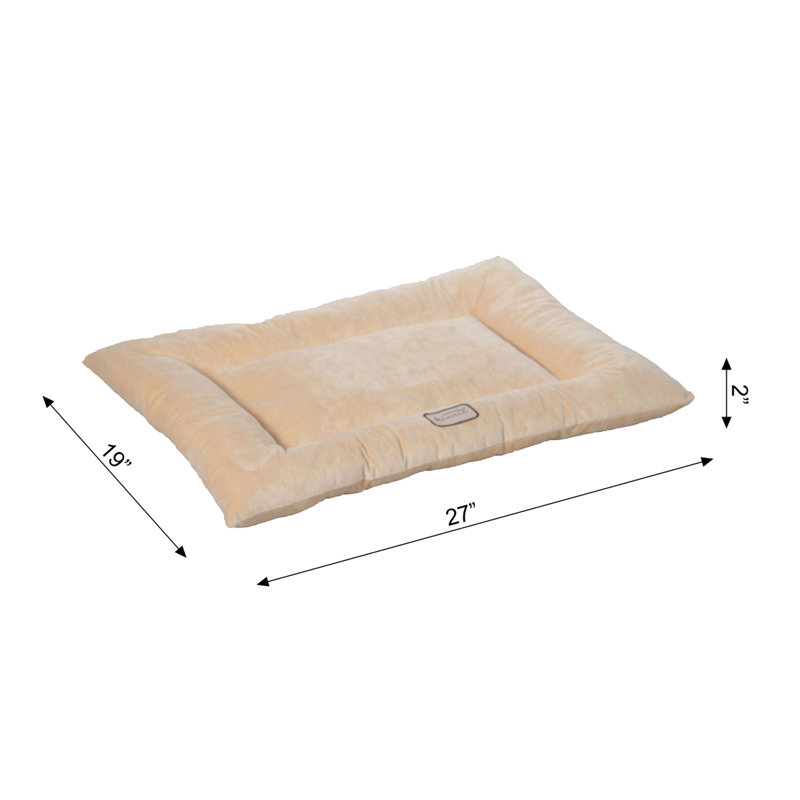 Medium Beige Velvet Pet Bed with Poly Fill Cushion