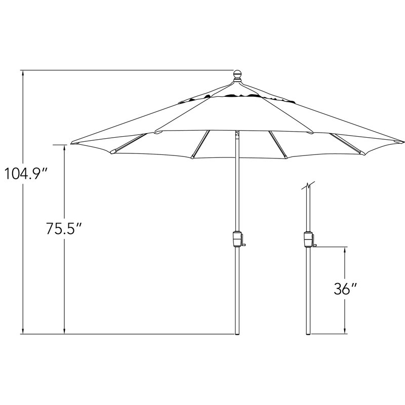 Parasol de marché Laonceston, Toile Sunbrella® noir, Toile toile Sunbrella® noire