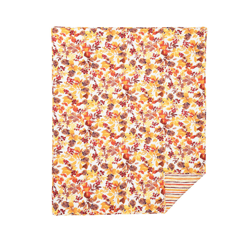 Cordelia Quilted Fall Leaves Watercolor Throw Blanket
