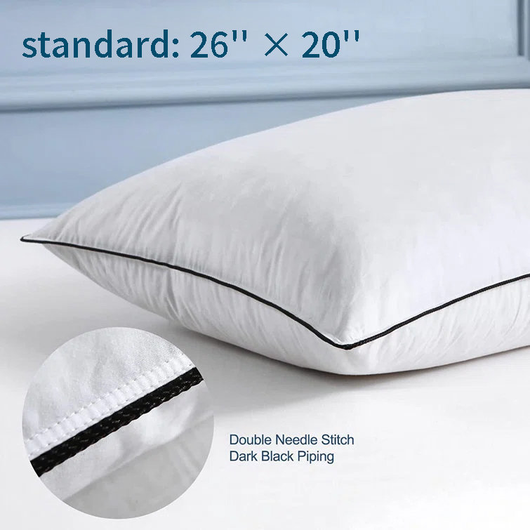 Babb Ultra-Soft Medium-Support Feather Down Bed Pillows Set of 2, Standard