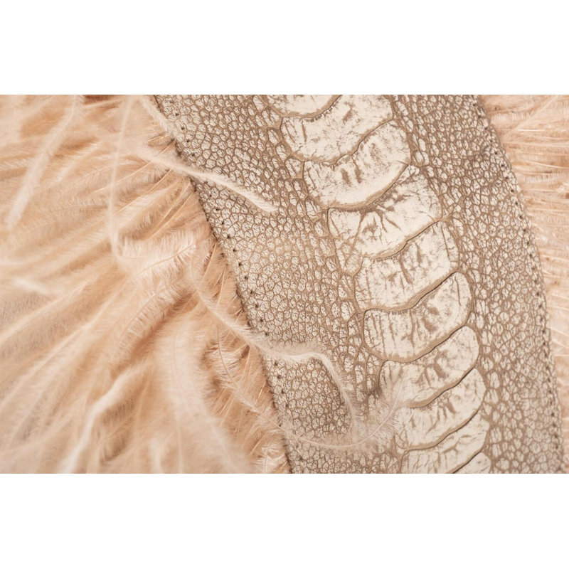 Velvet Lumbar Pillow w/ Feather Trim, Wheat