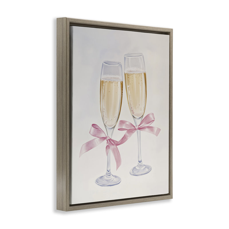 Cadre flottant avec verres à champagne Chic Bow, design par Arlington Prints, H 31 po x l 25 po