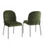 Chaise de salle à manger moderne avec tissu en polyester texturé en lin vert doux, structure en fer de couleur bronze, ensemble de 2, vert-1971650900