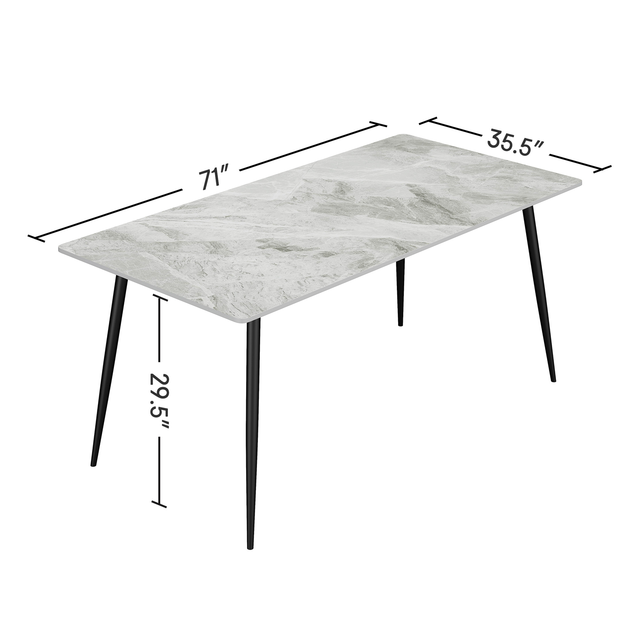 Ivy Bronx Dining Table with Sintered Stone Tabletop and Metal Legs ...