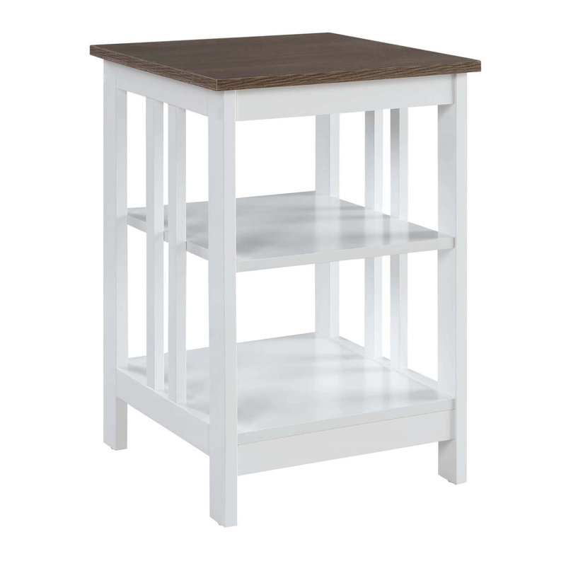 Table de bout avec rangement Aidia, Bois flotté / Blanc