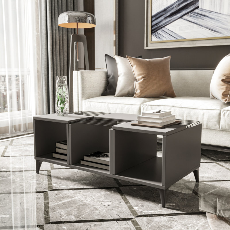 Table basse avec rangement Mannford, Anthracite