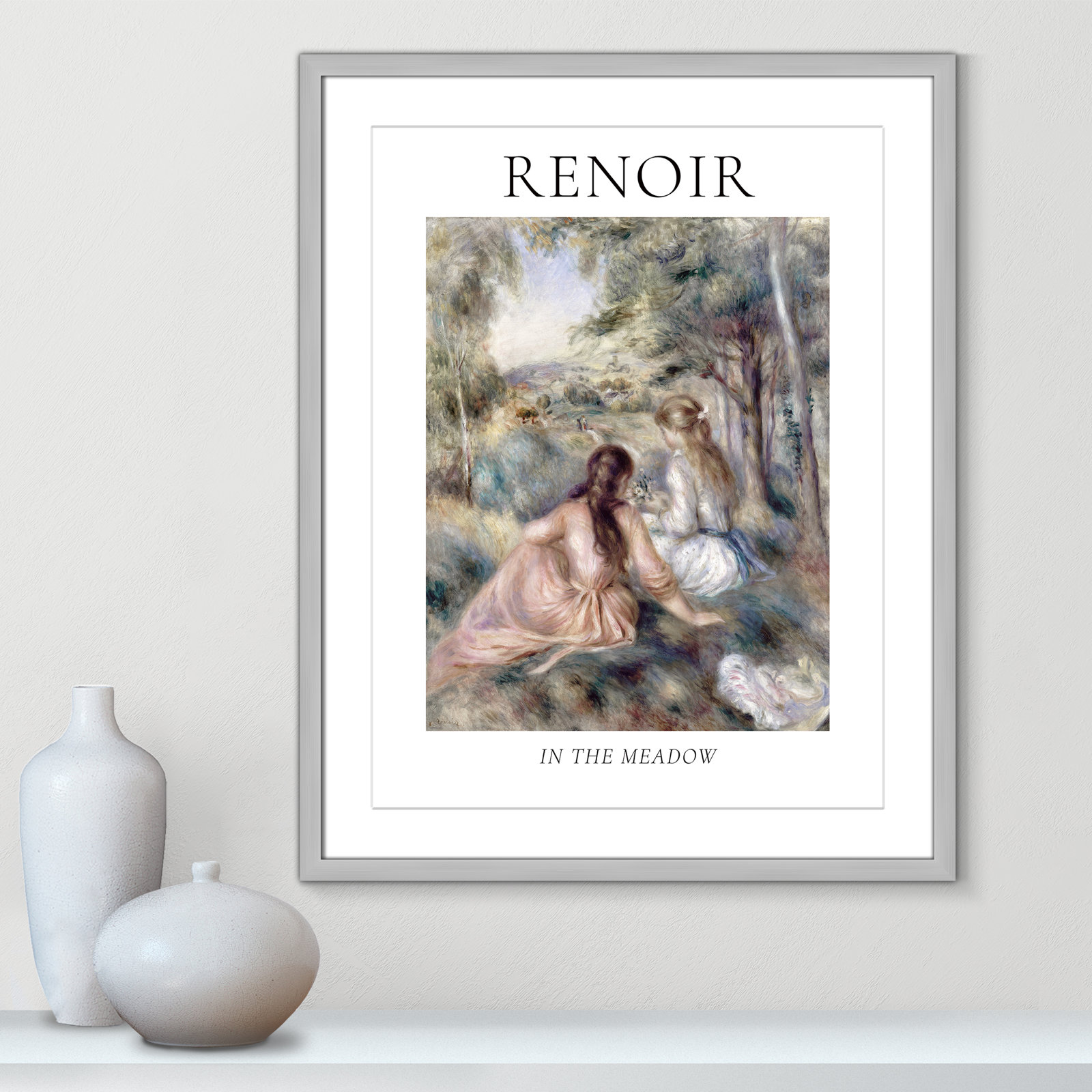 Old Masters Collection "In the Meadow" Print, Silver Single Picture Frame, Yes, 29.5" H x 23.5" W x 1.25" D