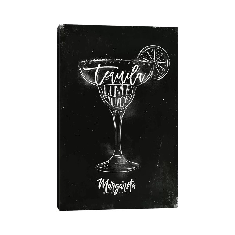 Margarita Cocktail Black Background - Wrapped Canvas Print, 101.6 cm H x 66.04 cm W x 3.175 cm D