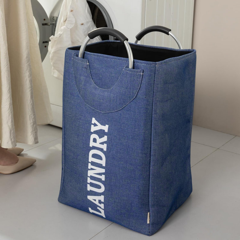 Emlyn Fabric Laundry Bag with Handles, Blue