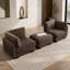 Canapé d'angle modulaire en chenille marron avec pouf amovible, 2 places en forme de L et montage facile