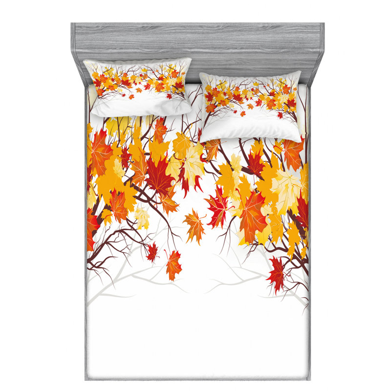 Fall Microfiber Sheet Set, Queen Sheet Set + Fitted Sheet + 2 Pillowcases