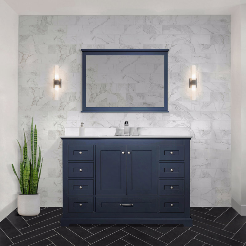 Meuble-lavabo simple l 48 po x P 22 po, comptoir en quartz blanc