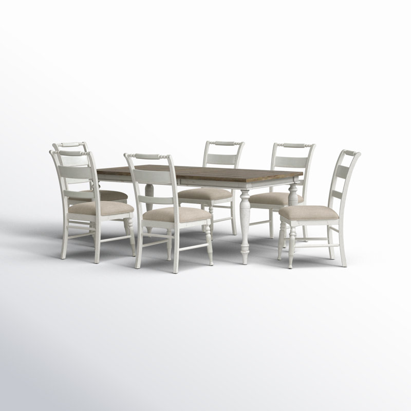 Bale Extendable Four Leg Dining Set, 7 Pieces: Table, 6 Chairs