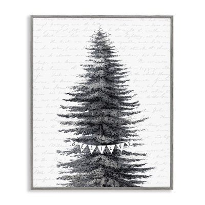 'Snow Covered Christmas Tree Believe' Graphic Art