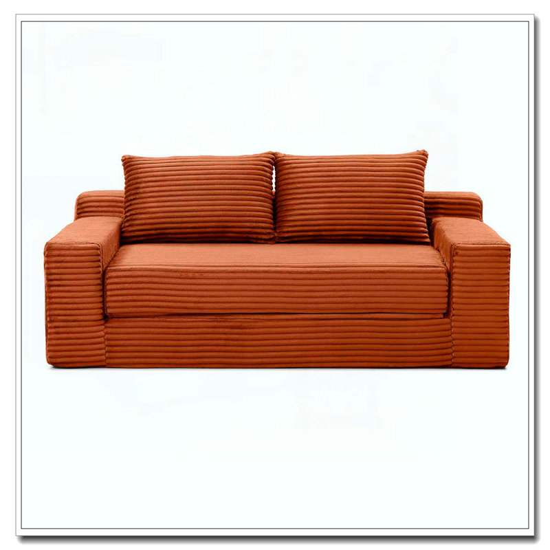 2 in 1 Convertible Folding Couch Bed,Memory Foam Cloud Loveseat Sofa, Orange