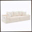 Très grand canapé sans siège à quatre places avec porte-gobelet et poches latérales, canapé-lit rembourré en velours côtelé avec 3 coussins, 2 coussins lombaires. Salon, chambre à coucher, sans assemblage, matériau respirant