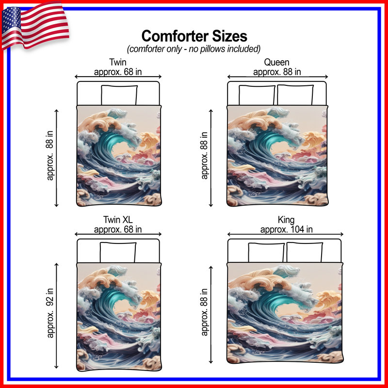 Édredon Colorful Ocean Waves, Simple extra long