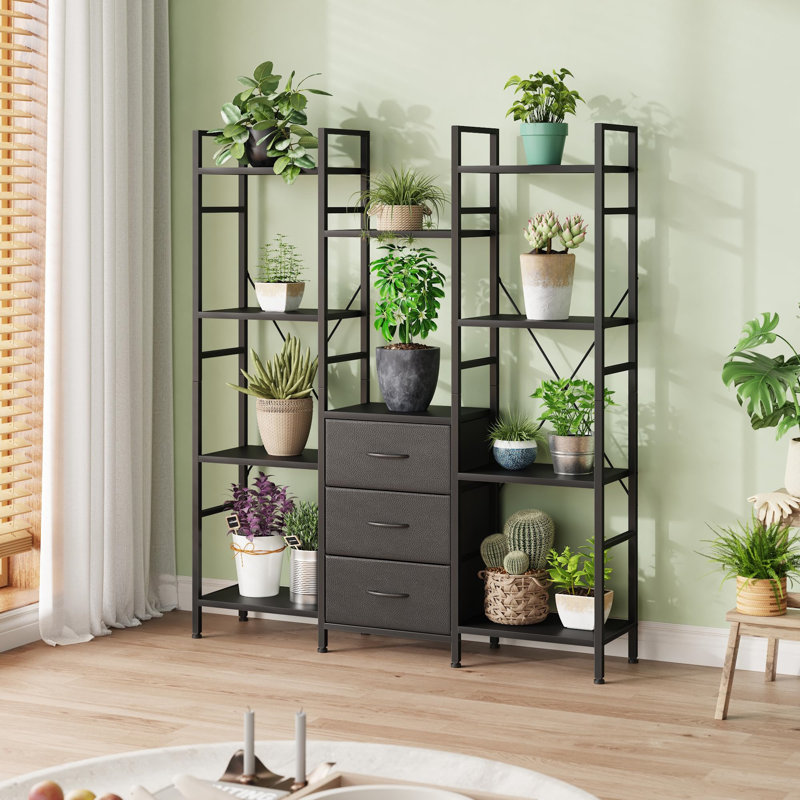 142cm H Metal Book Cabinet Bookcase, Black