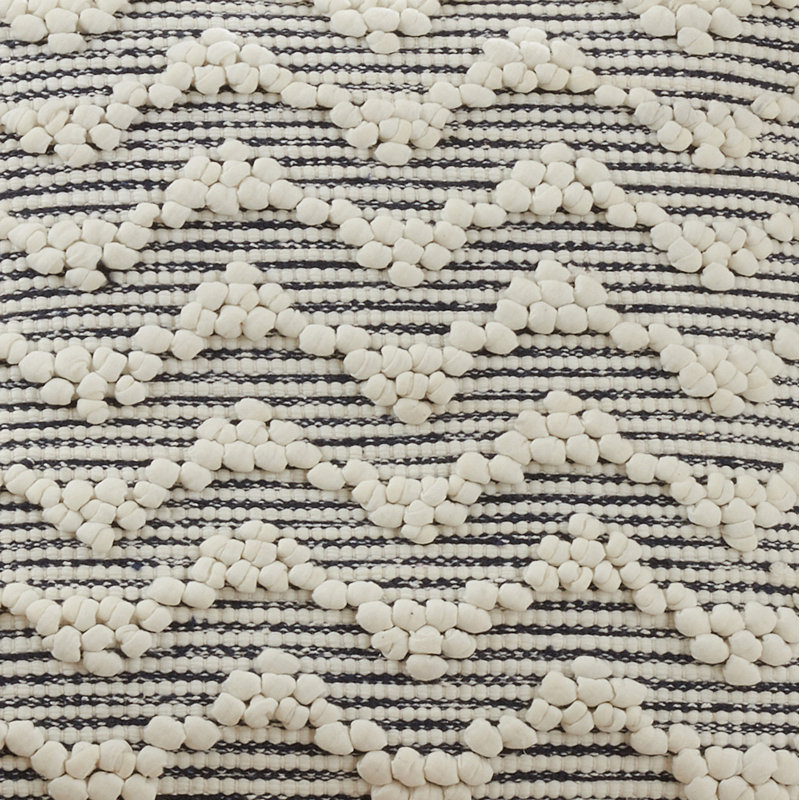 Chevron Textured Cotton Euro Throw Pillow Cover in Black and White
