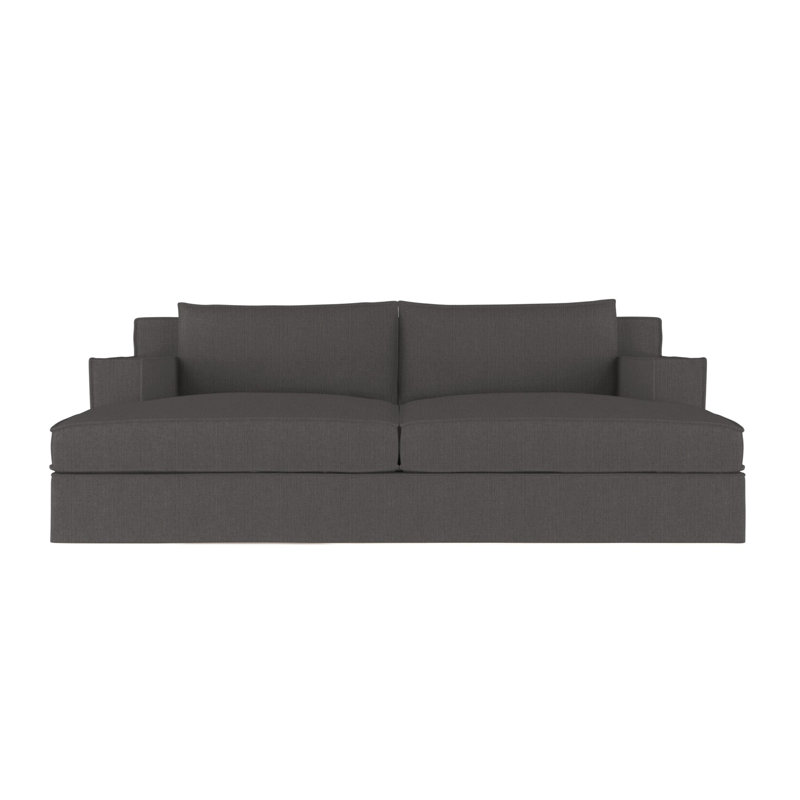 Mulberry Square Track-Arm Daybed with Flange Seam, Box Weave Linen Graphite, Weathered