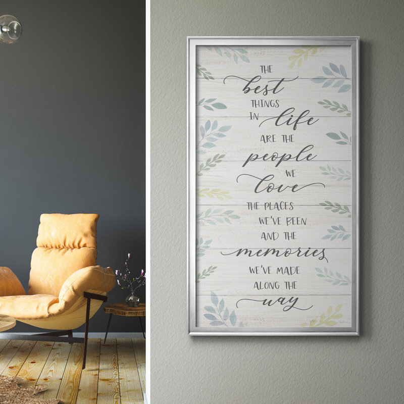 «Best Things», art textuel sur toile, H 14,5 po x l 26,5 po x P 1,5 po, Cadre argenté