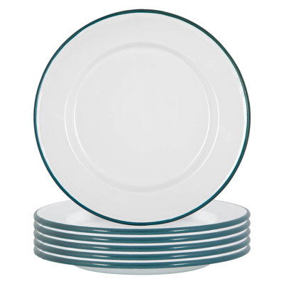 Argon Tableware - White Enamel Dinner Plates - 25.5cm - Set of 6