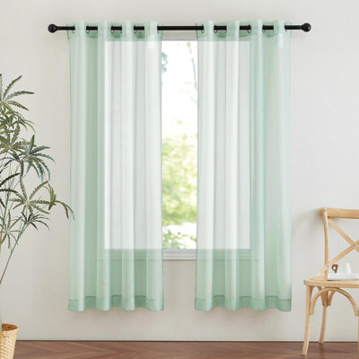 Sheer Window Curtain Grommet Window Treatments Home Decorations Voile Panels Drapes with for Living Room/Patio Door, 2 Panels