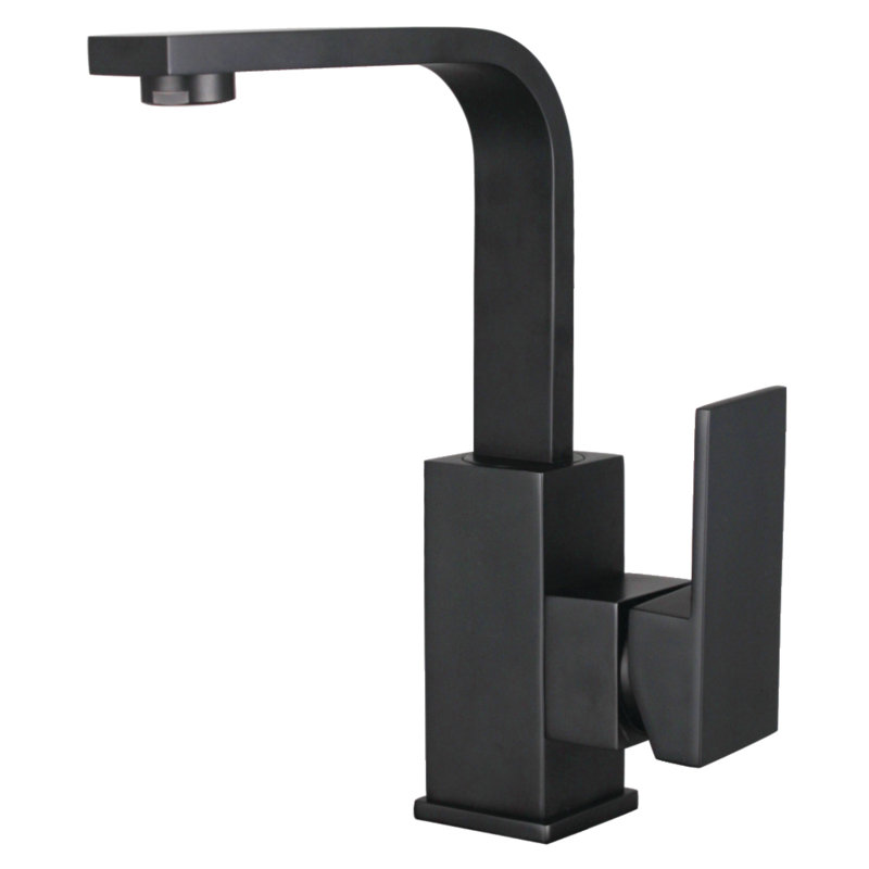 Kingston Brass Claremont Single-Handle 1-Hole Deck Mount Bathroom Faucet with Push Pop-Up, Matte Black