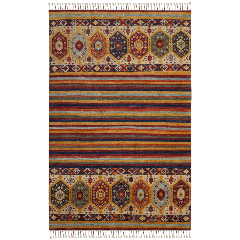 Tapis jaune en laine, viscose et coton Nomad, Rectangle 9 pi x 12 pi