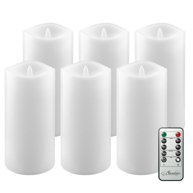Ensemble de bougies pilier 6 pièces Jhara, Blanc, H 6 po x l 3 po x P 3 po