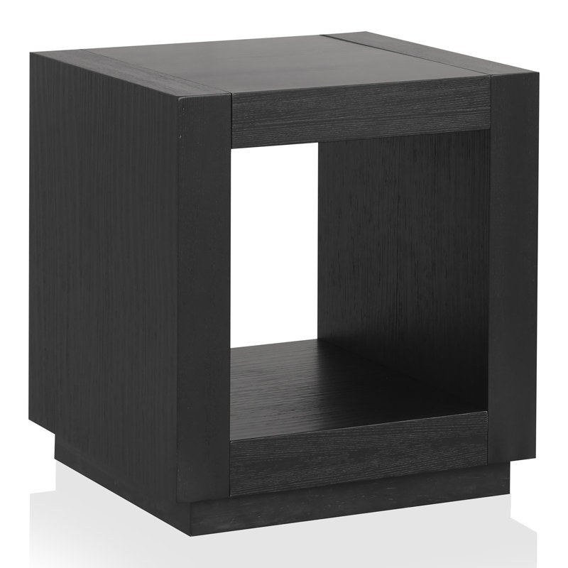 Ulyen Square Wooden End Table, Black