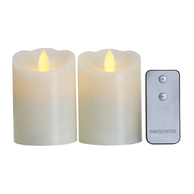 White Flameless LED Wax Pillar Candles Set
