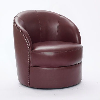 29'' Genuine Leather Swivel Barrel Chair