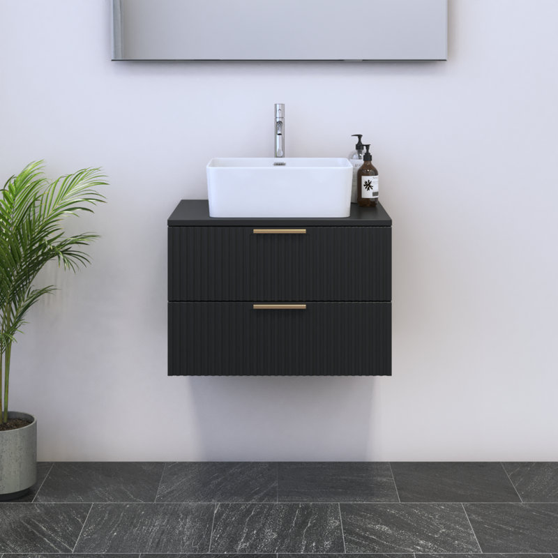 Meuble-lavabo noir 23,6 po Madera, Noir