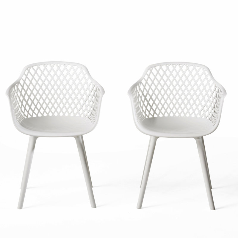 Tabouret d'extérieur Makhaila, ensemble de 2 chaises de patio, fauteuil d'appoint et fauteuil, Blanc