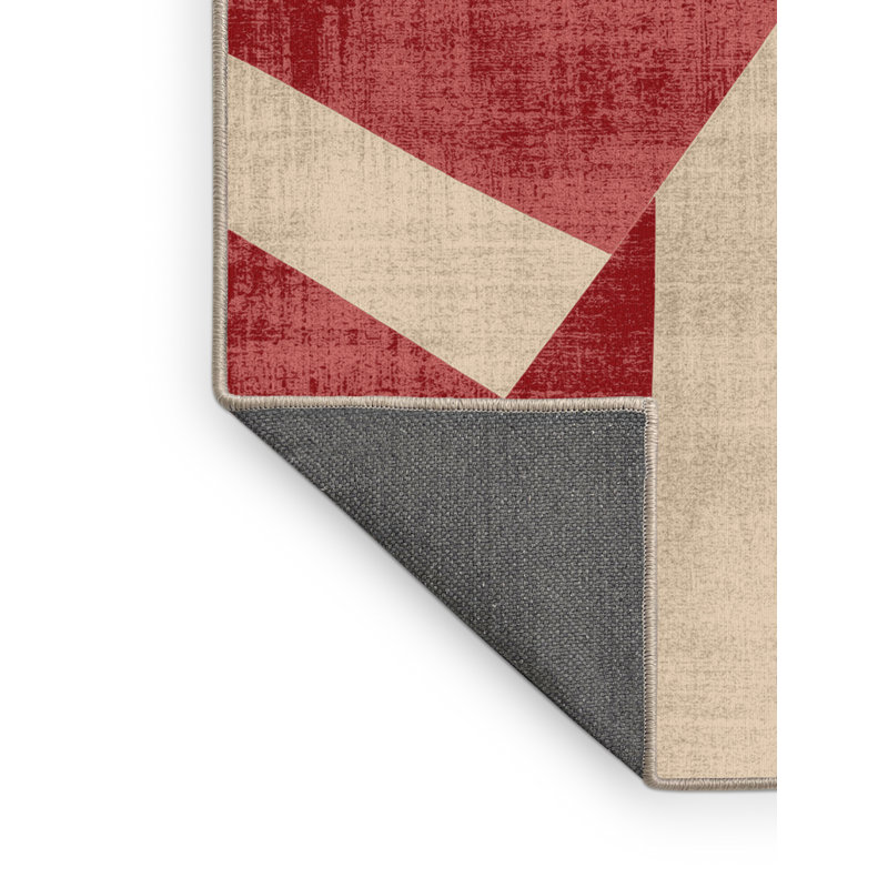 Soft Plush Farner July 4Th Modern & Contemporary Abstract Area Rug in Beige – Beige Binding, 2x3