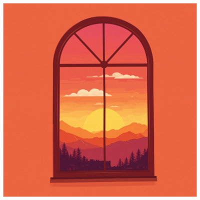 Sunset Window View Quilted Bedspread All Sizes