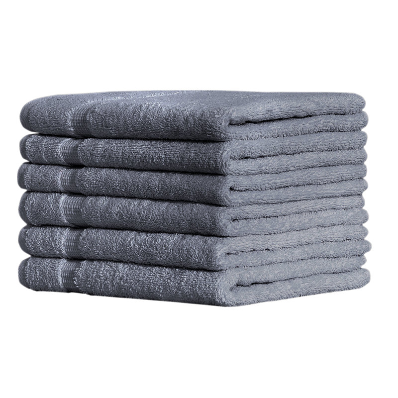 Agathon Turkish Cotton Hand Towels - Fast-Drying, Ultra Plush Bathroom Towels, Set of 6, Gray