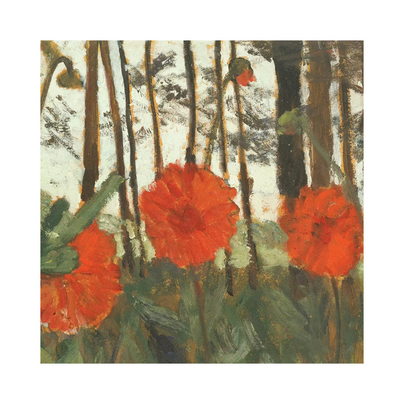 Poppies On The Edge Of A Wood by Paula Modersohn-Becker - Wrapped Canvas Painting
