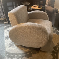 Jefney Fabric Upholstered Armchair Boucle Accent Chair Full Assembled Small Space Chair with Pillow Ivy Bronx Fabric: Light Beige