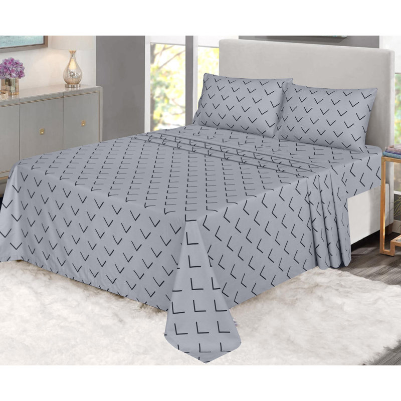 100% Cotton Sheets Sets Soft Crispy Percale Cooling Sheets 16 Inch Deep Pocket Bed Sheets, Arrow Down