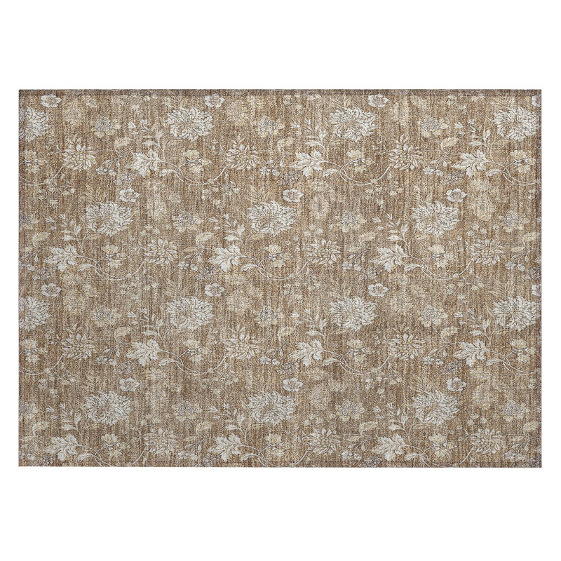 Myqueal Washable Floral Indoor / Outdoor Rug, Rectangle 1'8" x 2'6"