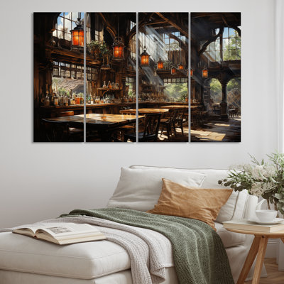 Cowboy Western Saloon  Cowboys Wall Decor  4 Panels