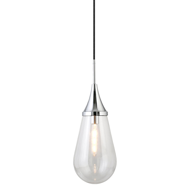 Hoye 1 - Light Single Pendant, Polished Nickel, Clear, 243.8 cm H x 12.7 cm W x 2 cm D